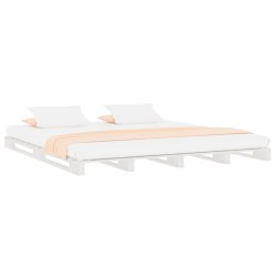 Letto a Pallet Bianco 135x190 cm Massello di Pino 4FT6 Double