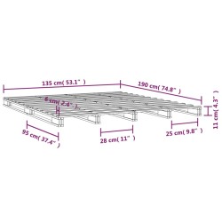 Letto a Pallet Bianco 135x190 cm Massello di Pino 4FT6 Double