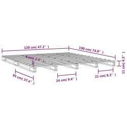 Letto a Pallet Grigio 120x190 cm Massello Pino 4FT Small Double