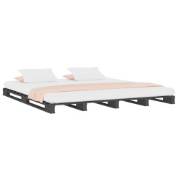 Letto a Pallet Grigio 135x190 cm Massello di Pino 4FT6 Double