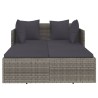 Lettino con Cuscini Grigio 182x118x63 cm in Polyrattan