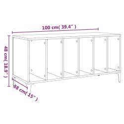 Mobile Porta Dischi Nero 100x38x48 cm in Legno ingegnerizzato