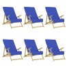 Asciugamani da Spiaggia 6pz Blu Reale 60x135 cm Tessuto 400 GSM