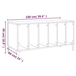 Mobile Porta Dischi Grigio Sonoma 100x38x48cm Legno ingegnerizzato