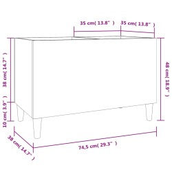 Mobile Porta Dischi Nero 74,5x38x48 cm in Legno ingegnerizzato