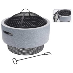 ProGarden Braciere e Griglia Barbecue Rotondo Grigio Chiaro 52x18,5 cm