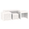 Set Cassette da Giardino 4 pz Bianco in Legno Massello di Pino