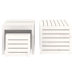 Set Cassette da Giardino 4 pz Bianco in Legno Massello di Pino