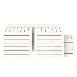 Set Cassette da Giardino 4 pz Bianco in Legno Massello di Pino