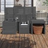 Set Cassette da Giardino 4 pz Grigio in Legno Massello di Pino