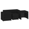 Set Cassette da Giardino 4 pz Nero in Legno Massello di Pino