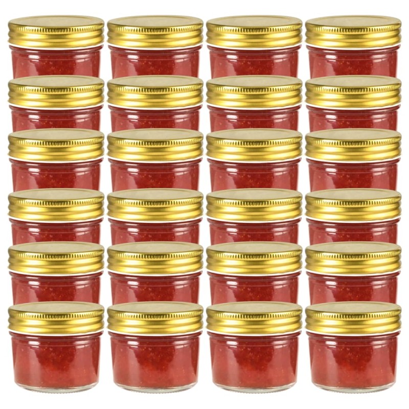 Vaso per Marmellata in Vetro Coperchio Oro 24 pz 110 ml