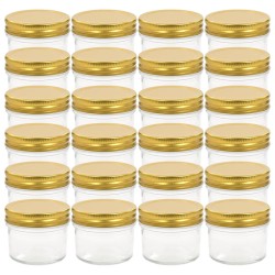 Vaso per Marmellata in Vetro Coperchio Oro 24 pz 110 ml