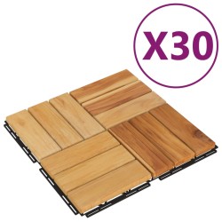 Piastrelle per Esterni 30pz 30x30 cm Legno Massello di Teak