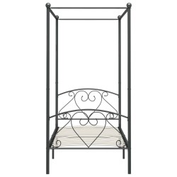 Letto a Baldacchino Grigio in Metallo 90x200 cm