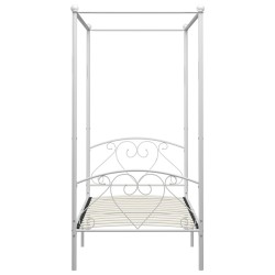 Letto a Baldacchino Bianco in Metallo 90x200 cm