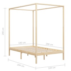 Giroletto a Baldacchino in Legno Massello di Pino 140x200 cm