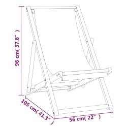 Sedia a Sdraio in Legno di Teak 56x105x96 cm Crema