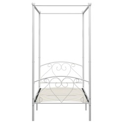 Letto a Baldacchino Bianco in Metallo 120x200 cm