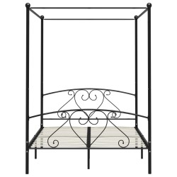 Letto a Baldacchino Nero in Metallo 140x200 cm