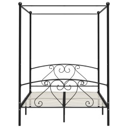 Letto a Baldacchino Nero in Metallo 160x200 cm