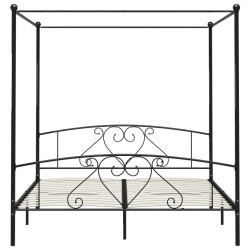 Letto a Baldacchino Nero in Metallo 180x200 cm