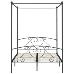 Letto a Baldacchino Grigio in Metallo 160x200 cm