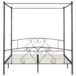 Letto a Baldacchino Grigio in Metallo 180x200 cm