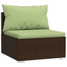 Set Divani da Giardino 9 pz con Cuscini in Polyrattan Marrone