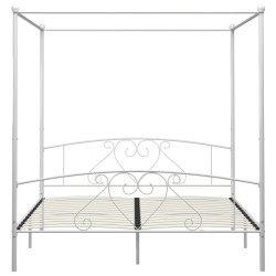 Letto a Baldacchino Bianco in Metallo 180x200 cm