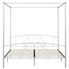 Letto a Baldacchino Bianco in Metallo 180x200 cm