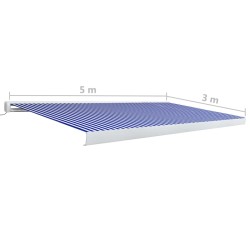   Tenda a Cassonetto Motorizzata 500x300 cm Blu e Bianco