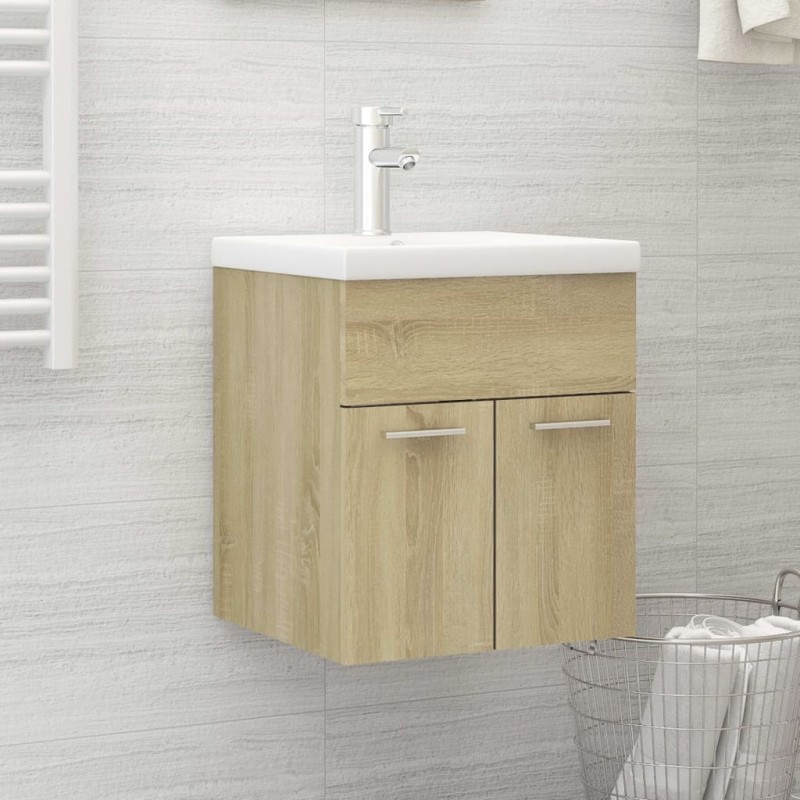   Mobile Bagno con Lavabo Integrato Rovere Sonoma in Truciolato