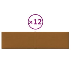 Pannelli Murali 12 pz Marroni 60x15 cm Velluto 1,08 m²