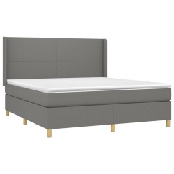 Letto a Molle Materasso e LED Grigio Scuro 180x200cm in Tessuto