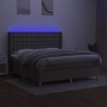 Letto a Molle con Materasso e LED Tortora 180x200 cm in Tessuto