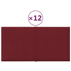 Pannelli Murali 12 pz Rosso Vino 30x15 cm Tessuto 0,54 m²