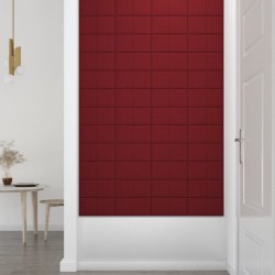 Pannelli Murali 12 pz Rosso Vino 30x15 cm Tessuto 0,54 m²