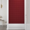 Pannelli Murali 12 pz Rosso Vino 30x15 cm Tessuto 0,54 m²