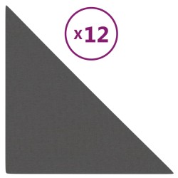 Pannelli Murali 12 pz Grigio Scuro 30x30 cm Tessuto 0,54 m²