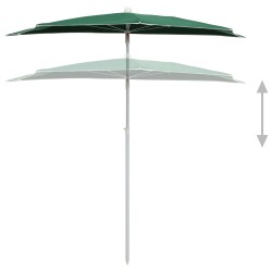   Ombrellone Semicircolare da Giardino con Palo 180x90 cm Verde