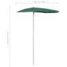   Ombrellone Semicircolare da Giardino con Palo 180x90 cm Verde