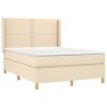 Letto a Molle con Materasso e LED Crema 140x200 cm in Tessuto