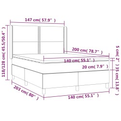 Letto a Molle con Materasso e LED Crema 140x200 cm in Tessuto