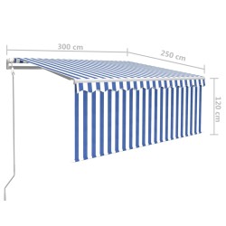   Tenda Sole Retrattile Automatica con Parasole 3x2,5m Blu Bianco