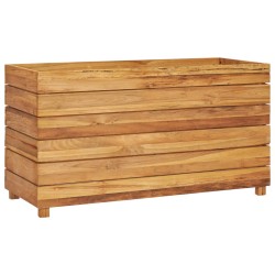 Fioriera 100x40x55 cm in Legno Massello di Teak e Acciaio