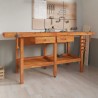 Banco Lavoro Cassetti e Morse 192x62x83cm Legno Massello Acacia