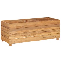 Fioriera 100x40x38 cm in Legno Massello di Teak e Acciaio