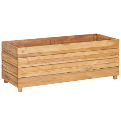 Fioriera 100x40x38 cm in Legno Massello di Teak e Acciaio