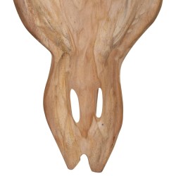 Scultura Teschio di Toro da Parete in Teak 69x6x60 cm